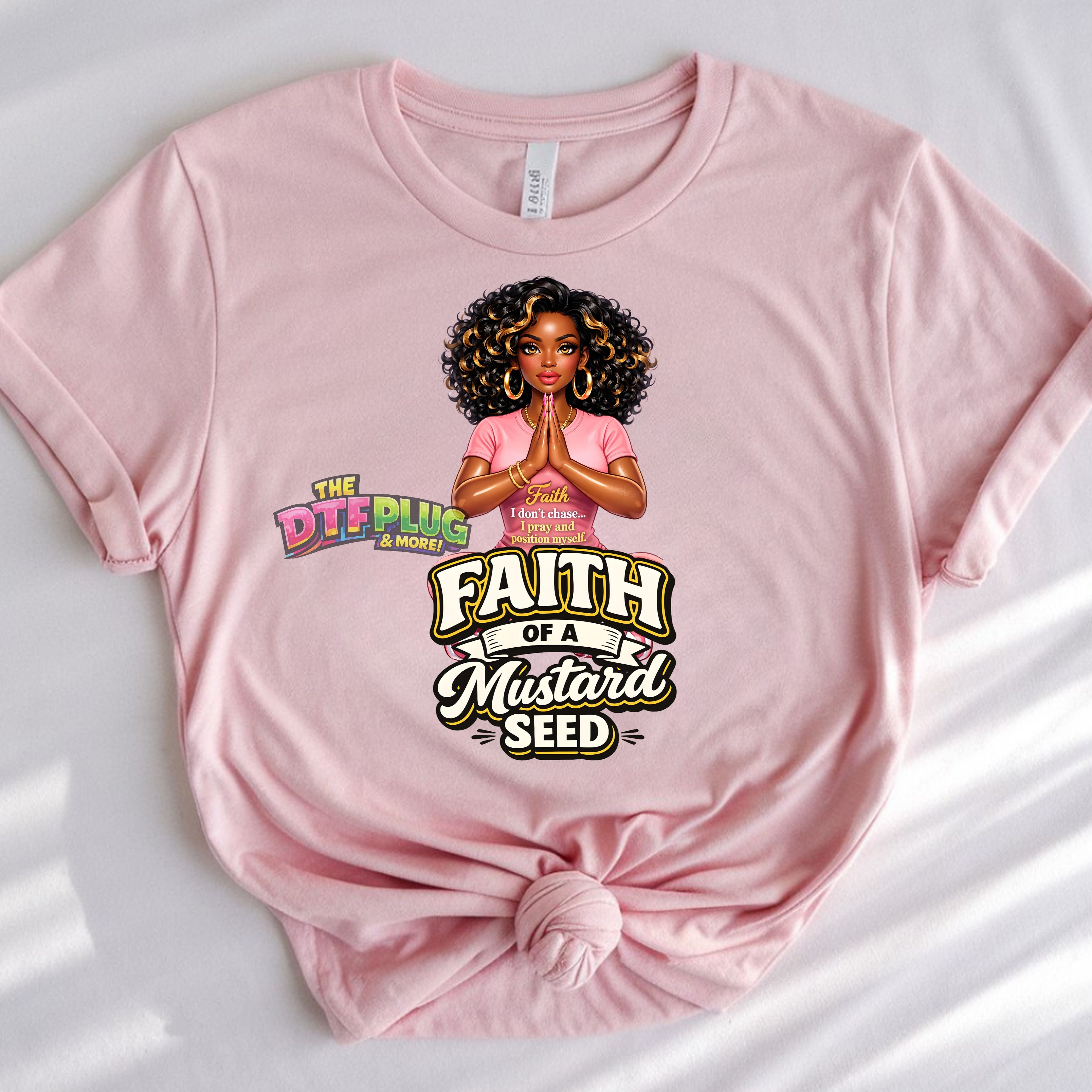 Faith of a Mustard Seed UV/DTF  Christian | Black Woman Prayer Design | Afro Goddess Shirt Design | Faith Quote UV/DTF