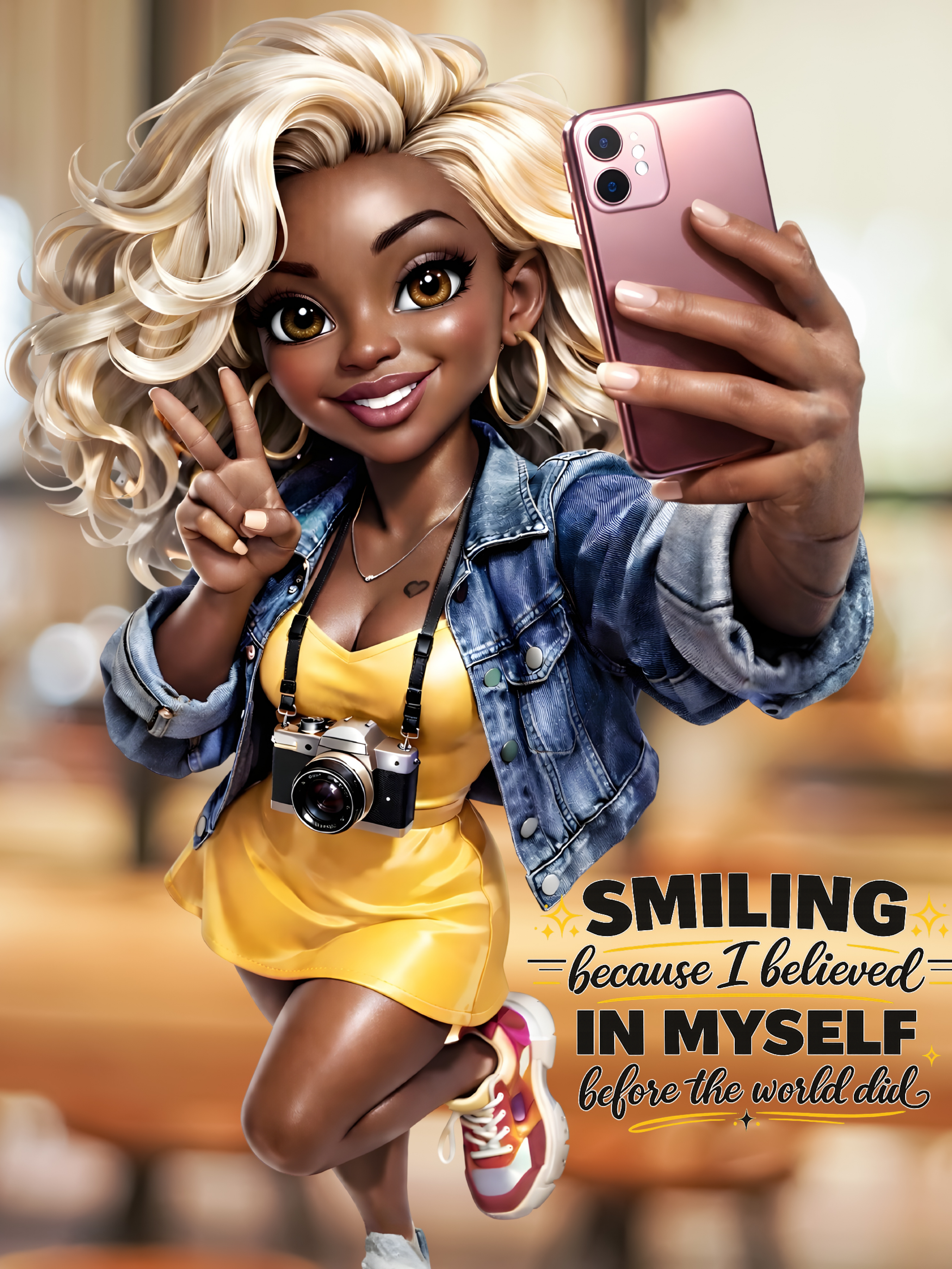 Smiling Because I Believed In Myself Before The World Did | Empowerment | Black Girl Confidence DTF/UV Decal