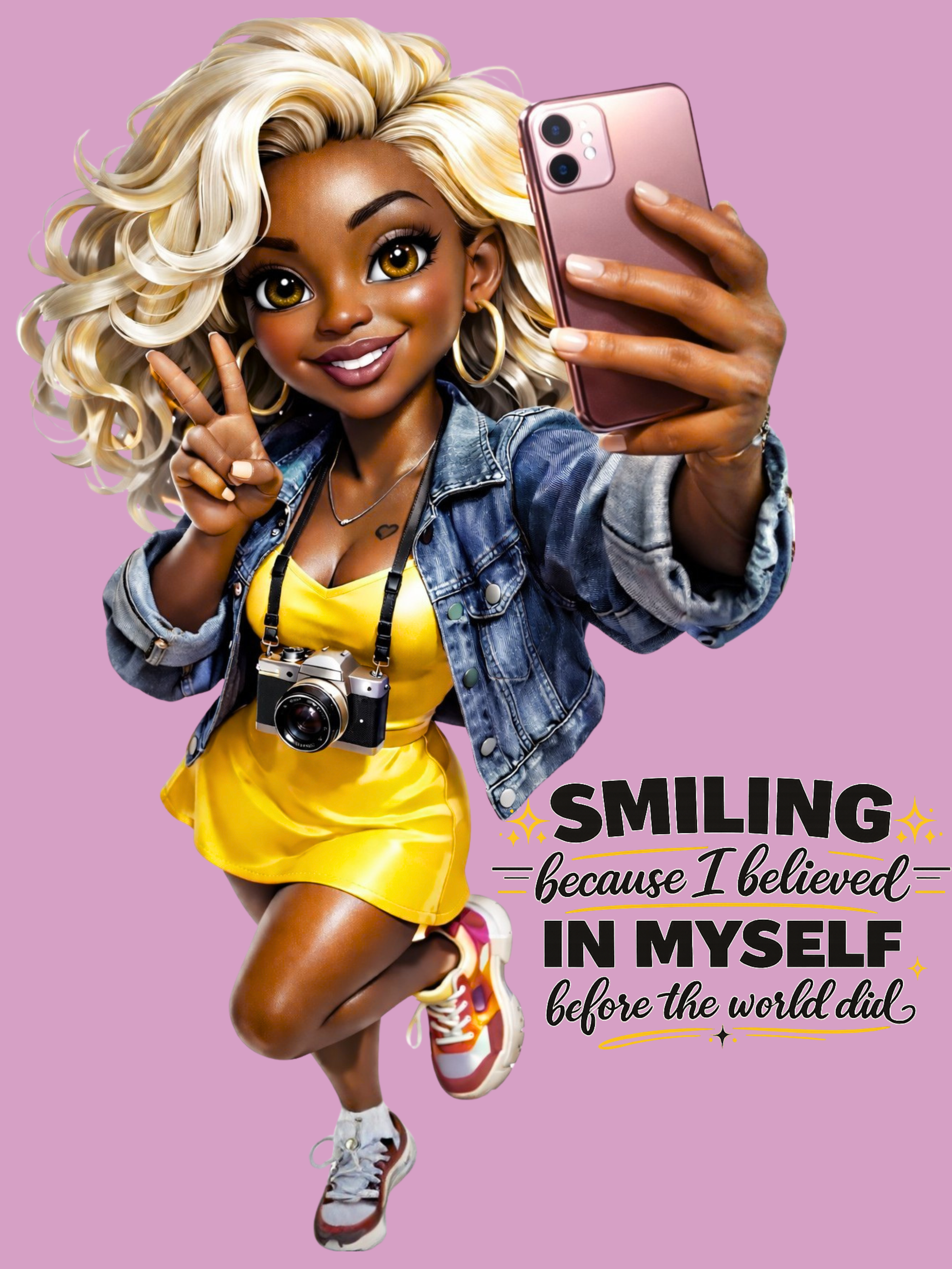 Smiling Because I Believed In Myself Before The World Did | Empowerment | Black Girl Confidence DTF/UV Decal