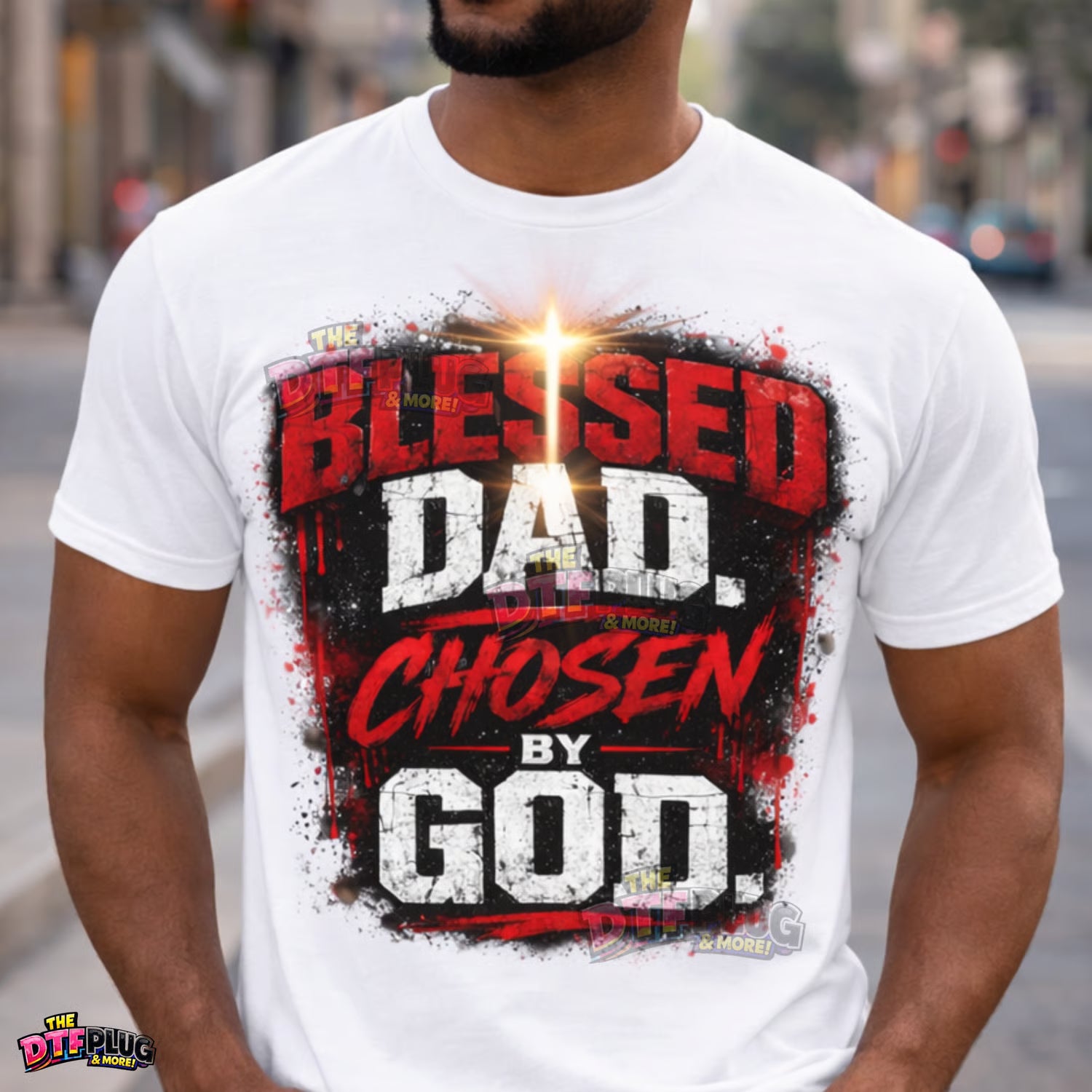 Blessed Dad Chosen By God DTF Transfer | Faith-Based UV Decal