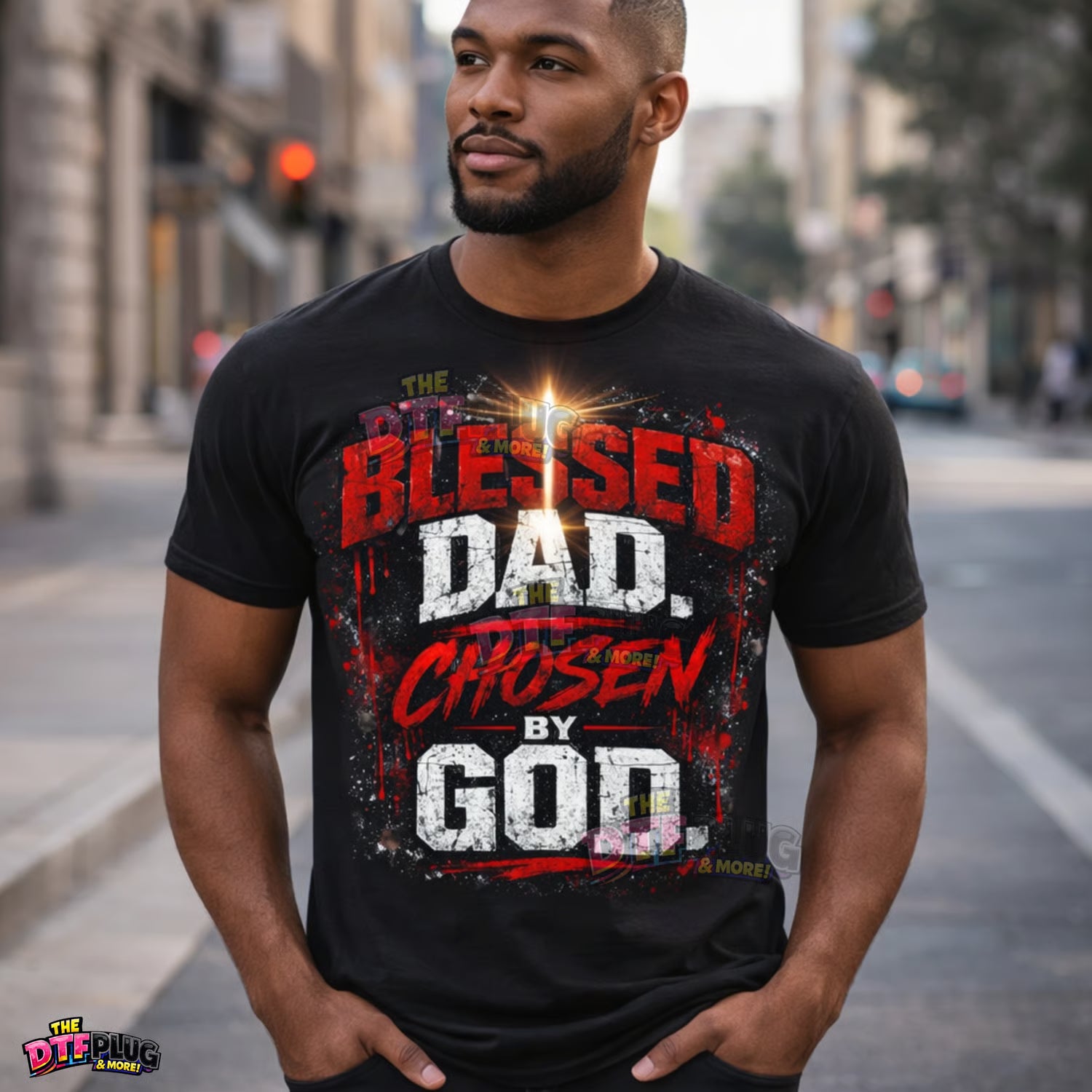 Blessed Dad Chosen By God DTF Transfer | Faith-Based UV Decal